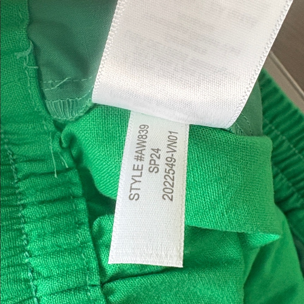 J.Crew Linen Cotton Blend Drawstring Pants Green Straight Leg Cuffed Hem Sz 10 - Picture 7 of 7